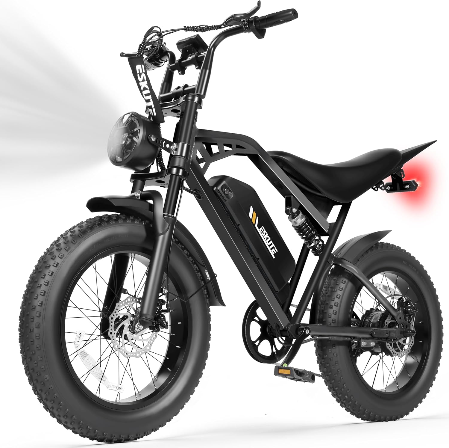 ESKUTE V200 Electric Dirt Bike for Adults,52V20.8Ah Battery,20' x4.0 Fat Tire,32MPH,NFC Unlock Color Display,7-Speed Dual Suspension,Dirt E-Bike,80 Miles, Streamlined Frame, E-Bike for Youth & Adults