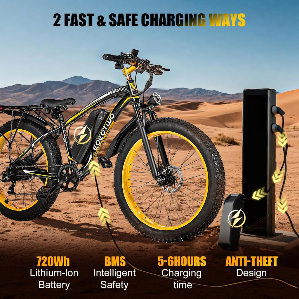 Electric Bike for Adults,1500W Peak Motor E Bikes, 26' Fat Tire Electric Bicycle, 28+ MPH 60 Miles Electric Mountain Bike, Removable Battery, Dual Brake, 7 Speed