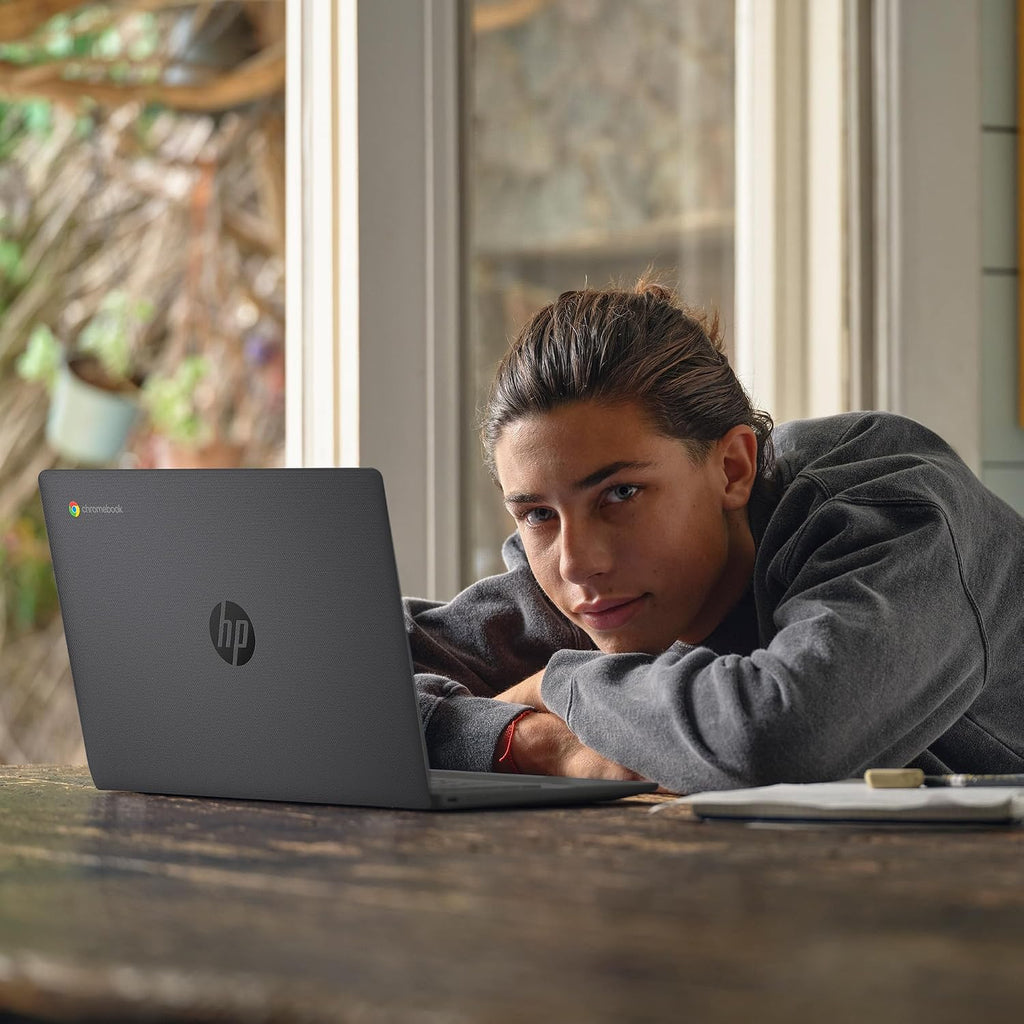 HP Chromebook 14 inch Laptop, HD Display, Intel Processor N100, 8 GB RAM, 128 GB UFS, UHD Graphics, Chrome OS, Chalkboard Gray, 14a-nf0099nr