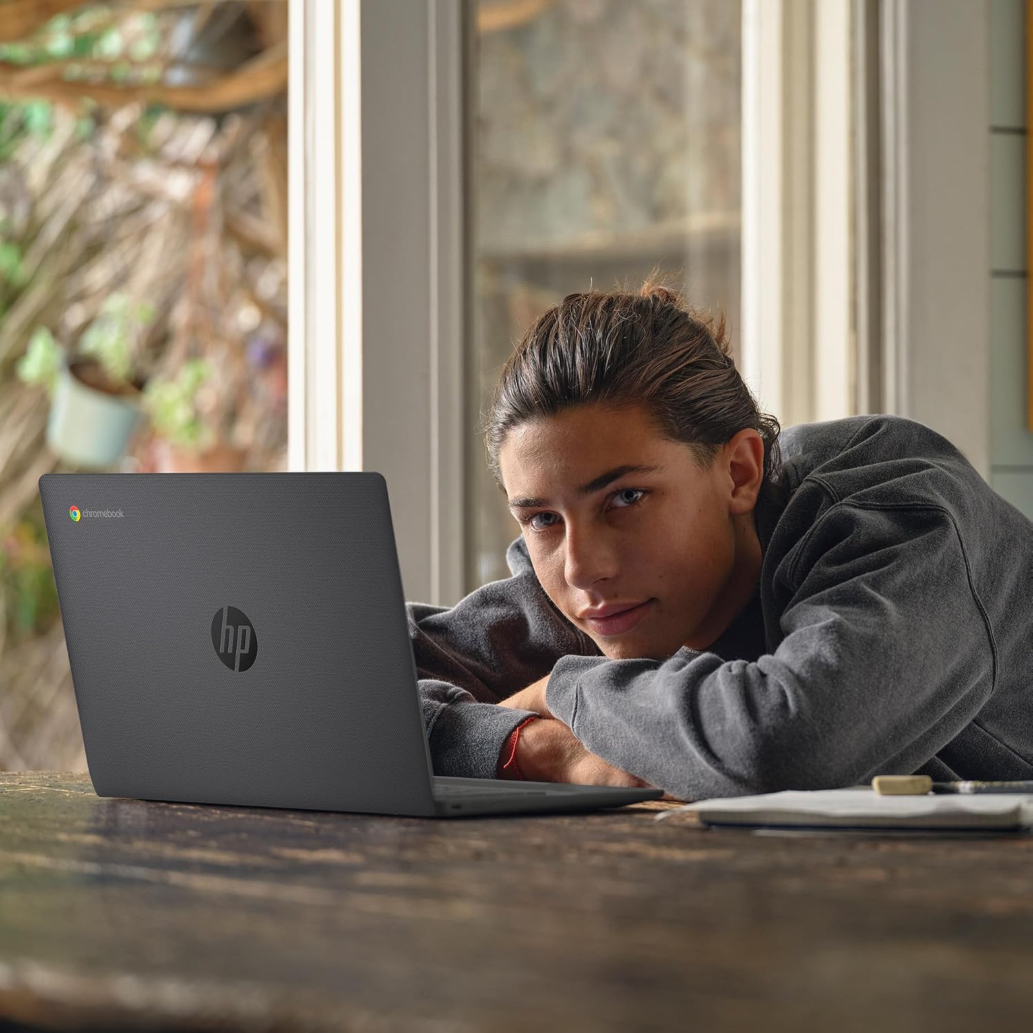 HP Chromebook 14 inch Laptop, HD Display, Intel Processor N100, 8 GB RAM, 128 GB UFS, UHD Graphics, Chrome OS, Chalkboard Gray, 14a-nf0099nr