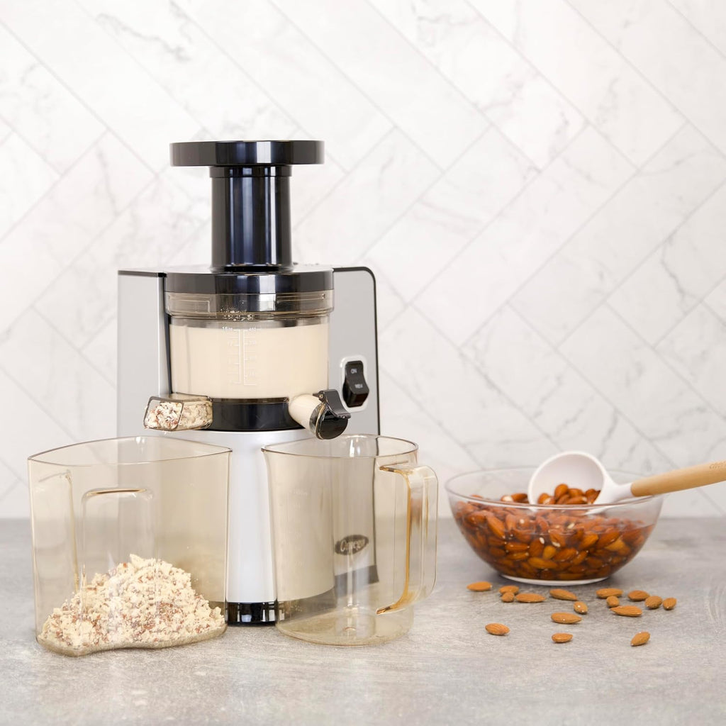 Omega Juicer Cold Press Vertical 43 RPM Slow Masticating Compact Juice Extractor for Fruits and Vegetables Quiet Operation with 3 Stage Auger Automatic Pulp Ejection and No-Drip Tap, 150-Watts, Silver