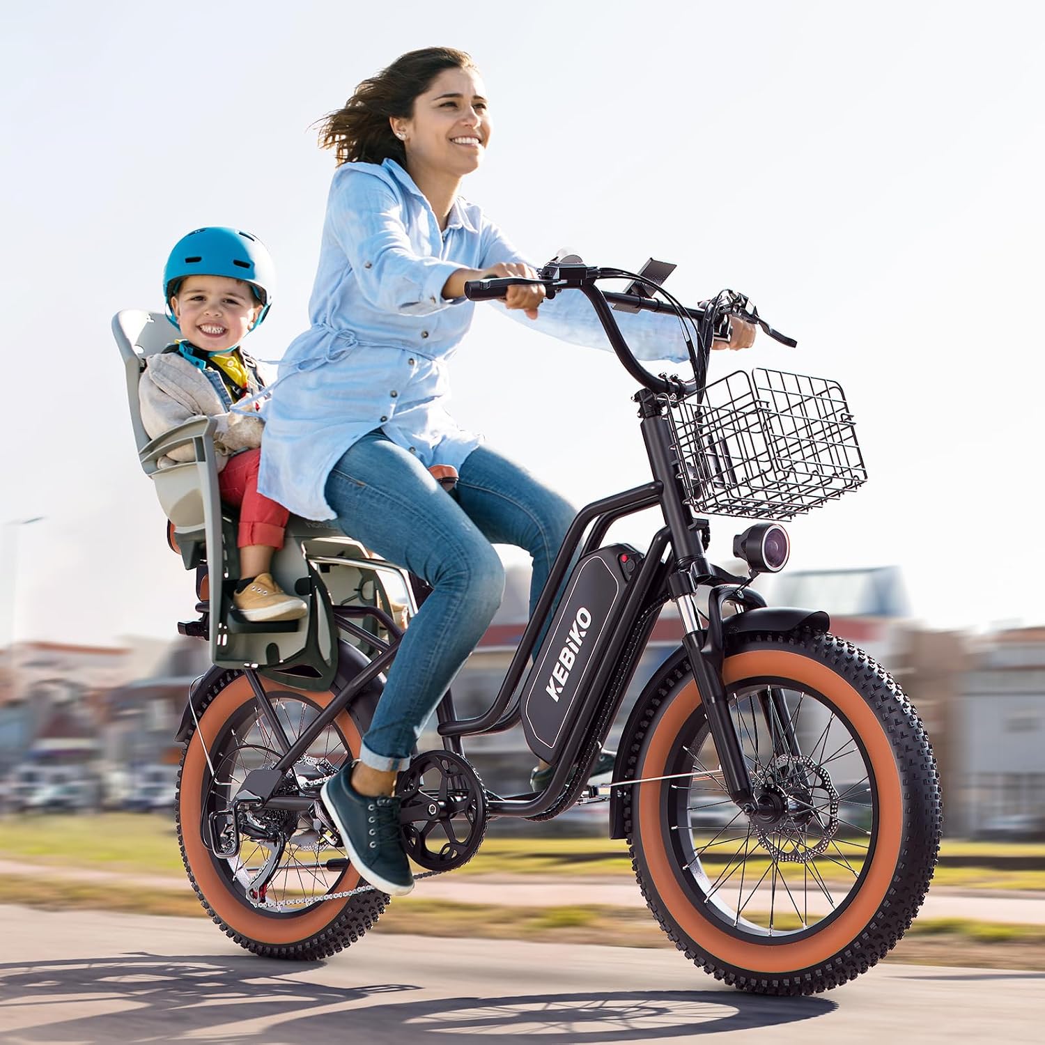 bluebiko 2 Seater Electric Bike, 48V 20AH(𝟗𝟔𝟎𝐖𝐇) Large Removable Battery, 𝟏𝟑𝟎𝟎𝐖 Peak Motor, 20'x 4.0' Fat Tire Ebike for Adults, 80+Miles, City Couple E Bike for All Terrain