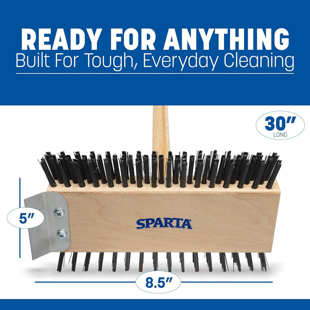SPARTA 4002600 Stainless Steel Grill Brush, Grill Scraper With Long Handle For Commercial Cleaning, Kitchens, Restaurants, Bathrooms, 30 Inches, Brown, (Pack of 6)