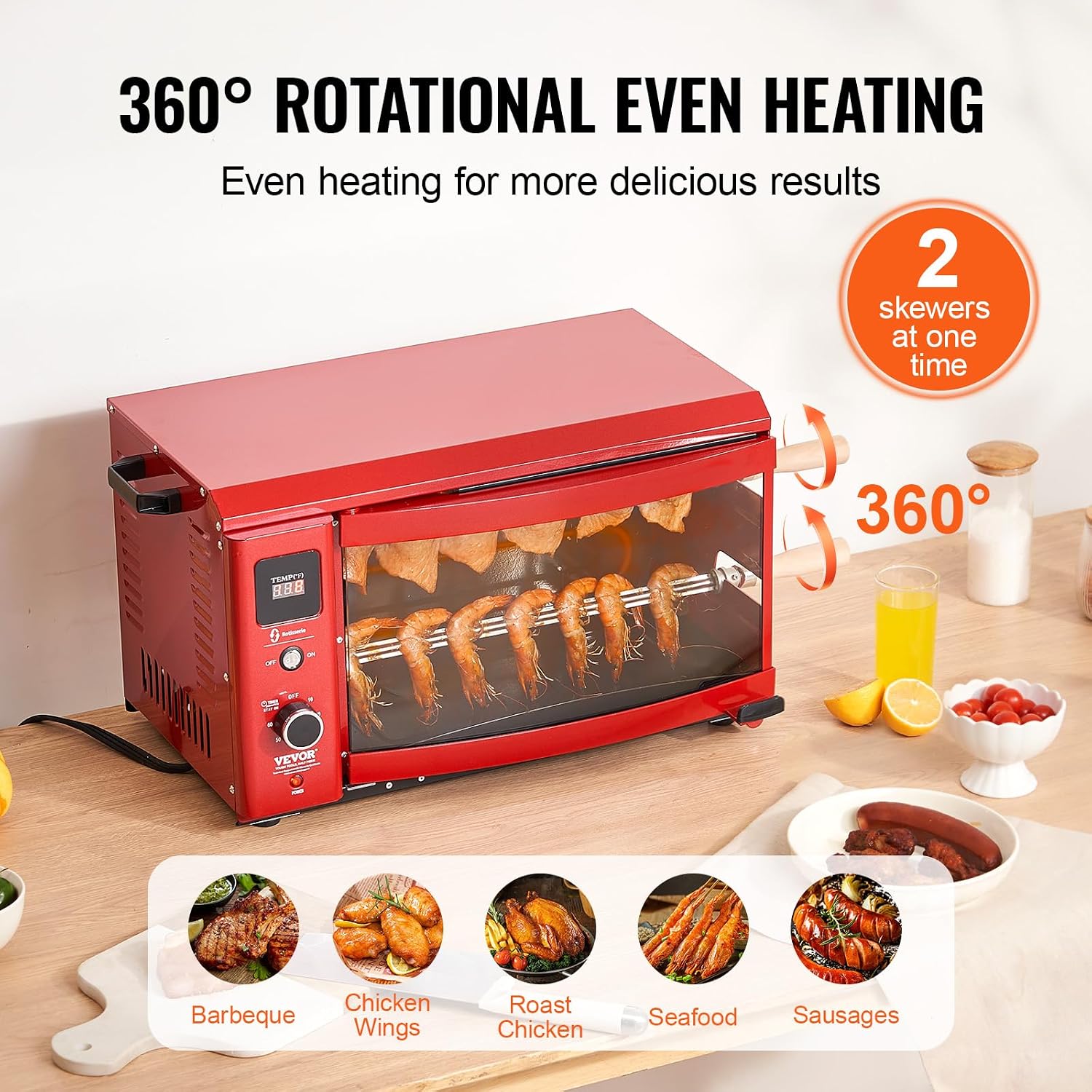 VEVOR Shawarma Grill Machine - 2 String Barbecue Capacity Chicken Shawarma Cooker Electric Broiler Gyro Rotisserie Oven Doner Kebab Grill for Home, Restaurant, Kitchen Parties