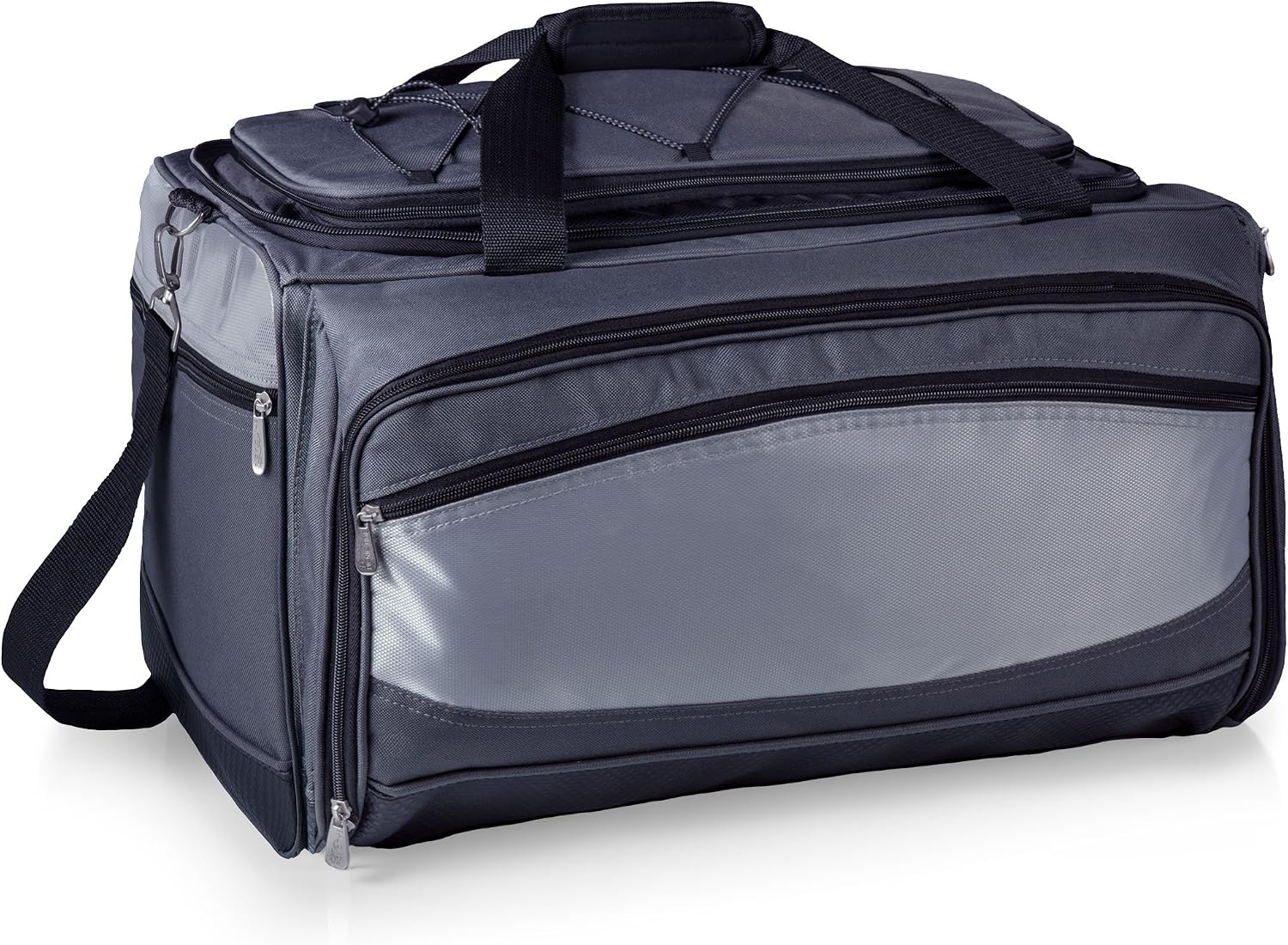 ONIVA - a Picnic Time brand Buccaneer Portable Charcoal Grill & Cooler Tote, (Black with Gray Accents)