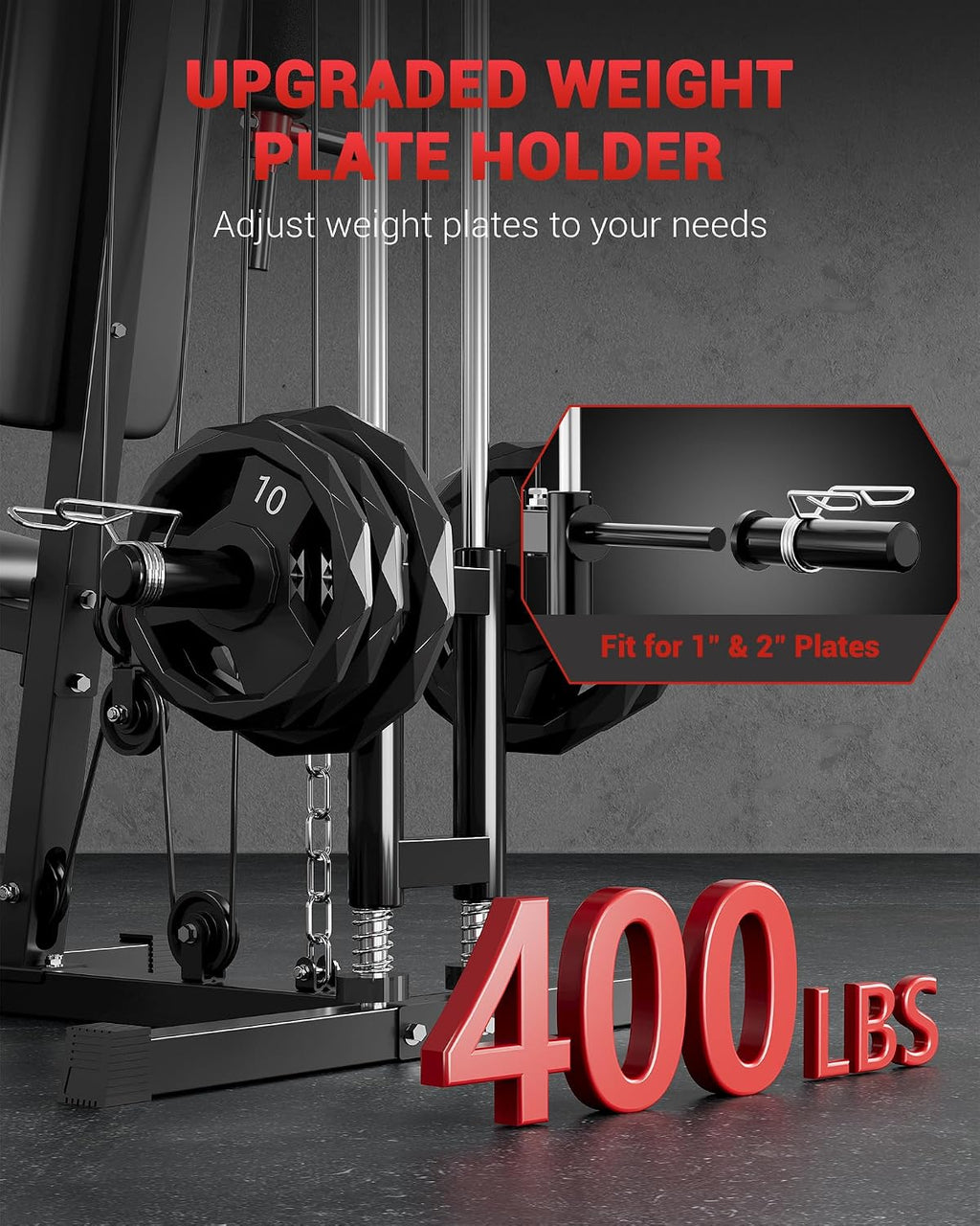 GarveeTech Home Gym Equipment, Workout Weight Machine with Cable Pulley System, 400 LBS Weight Capacity All in One Full Body Exercise Station for Strength Training, Multifunctional Compact Home Gym