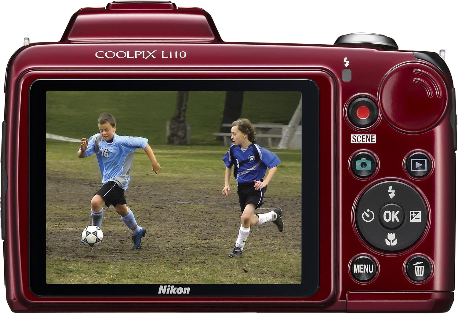 Nikon Coolpix L110 12.1MP Digital Camera with 15x Optical Vibration Reduction (VR) Zoom and 3.0-Inch LCD (Red)