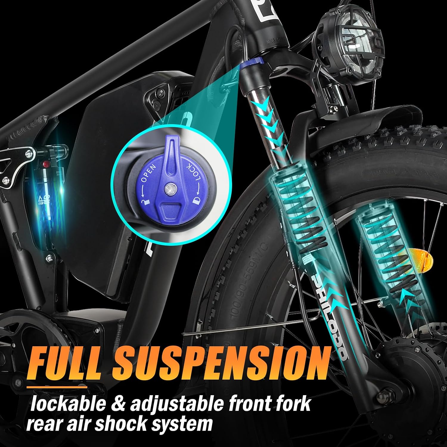 5000w Dual Motor Electric Bicycles, 60V Battery E-Bike with 45 MiIe P-Hour Electric Bike for Adults, 26 Fat Tire Hunting Ebike for All Terrain, Full Suspension Electric Ebike