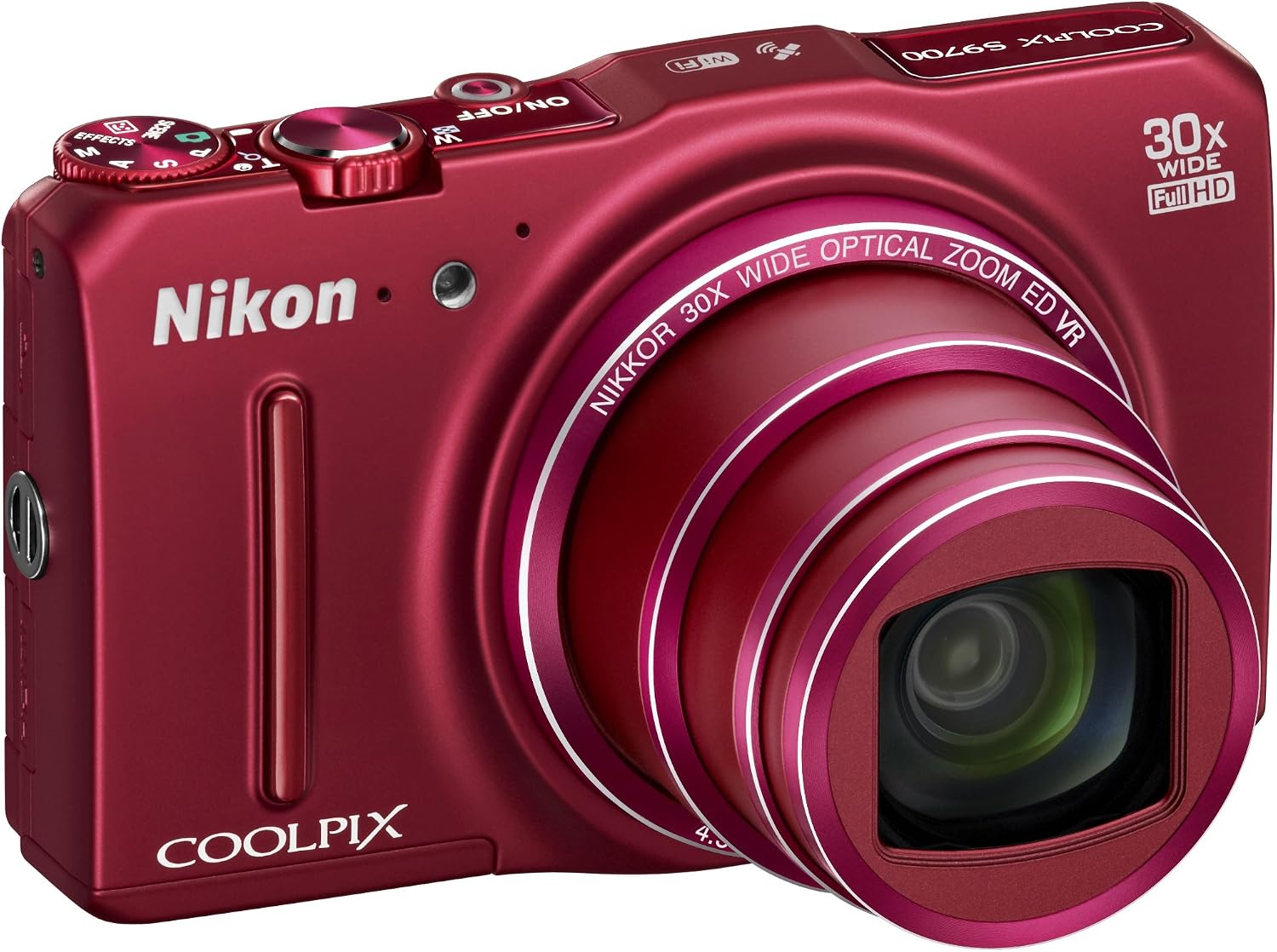 Nikon COOLPIX S9700 Compact Digital Camera - Red (16.0 MP, 30x Zoom) 3.0 inch
