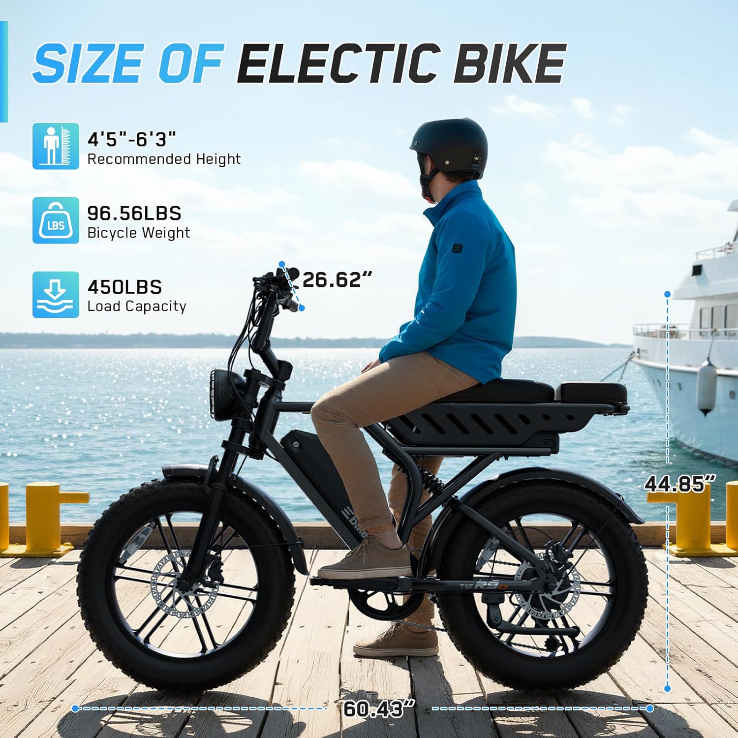 TST Electric Bike for Adults, 1500W Peak Motor 60/100 Miles Fat Tire Ebike with 48V 15Ah/25Ah Removable Battery 20' Fat Tire Electric Dirt Bike Full Suspension and 7-Speed