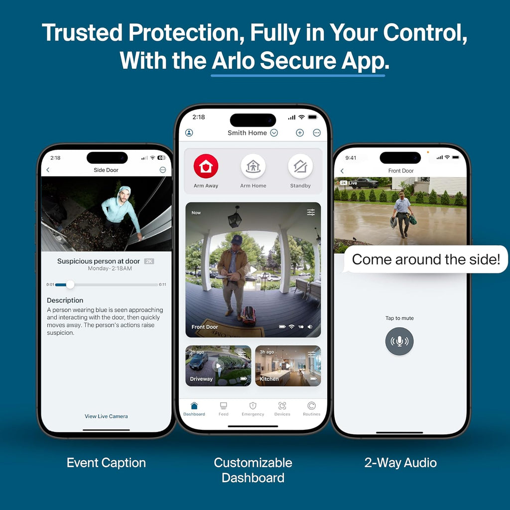 Arlo Pro Security Camera 2K HDR (6th Gen, 2025 Release) - Wireless Outdoor Camera, Rechargeable Removeable Battery, Event Captions, Emergency Response, 1-Month Trial of Secure Plan, 2 Cam, White