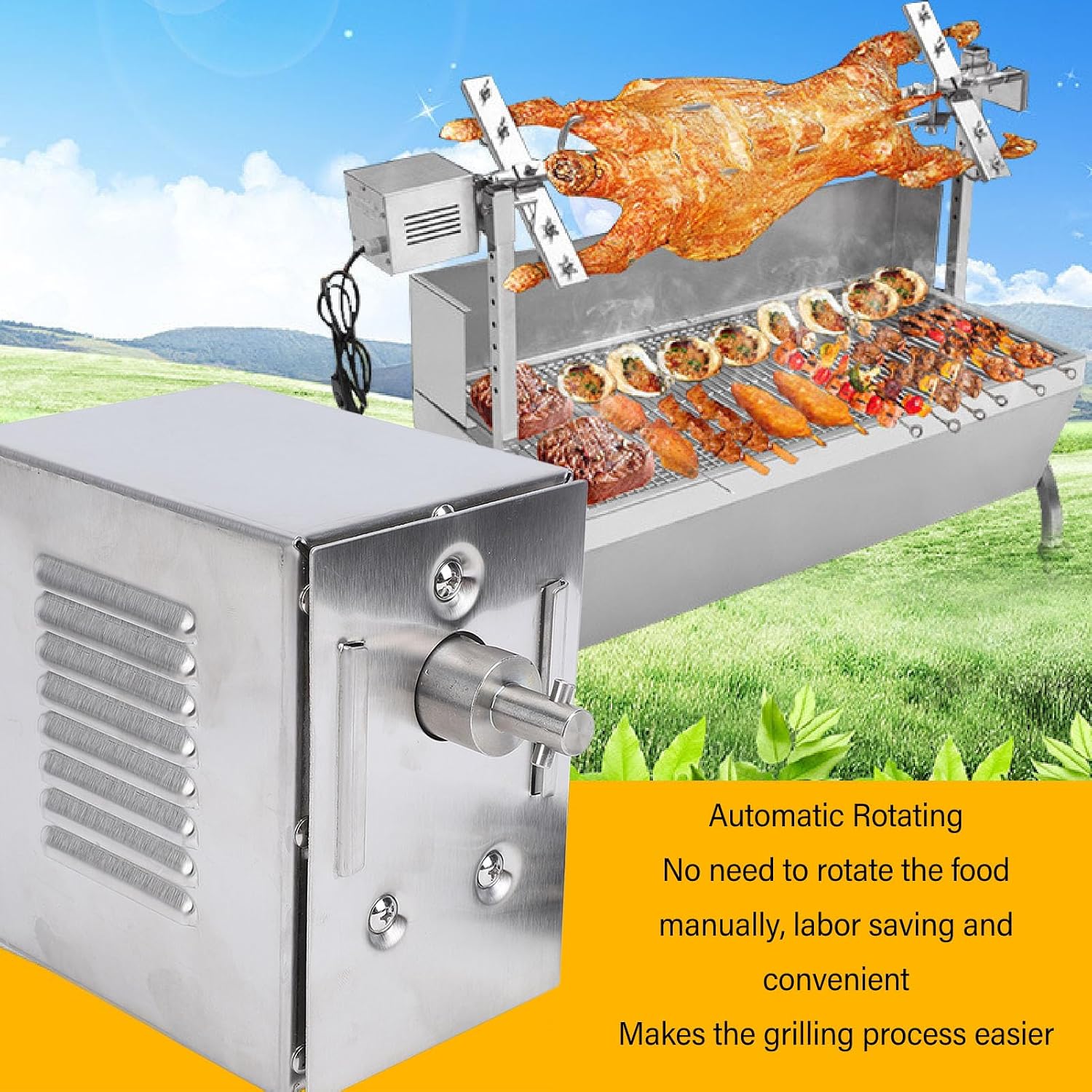 Grill Rotisserie Motor, SUS 45W 200 to 250kg Torsion Electric Barbecue Motor Replacement Grill Roast Meat Motor BBQ Rotisserie Motor for Grill 100 to 240V(US Plug)