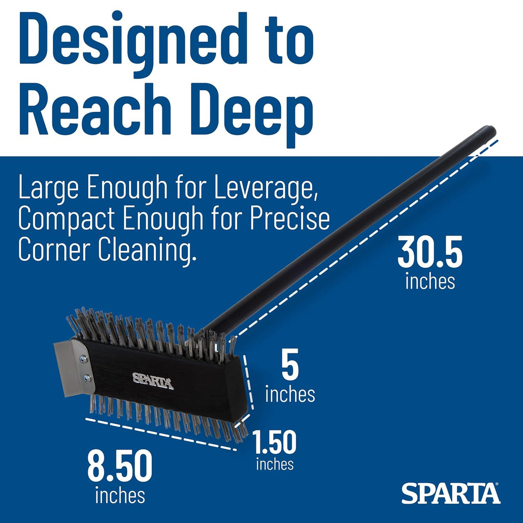 SPARTA 4029000 Stainless Steel Grill Brush, Grill Scraper With Metal Bristles, 30.5 Inches, Black, (Pack of 6)