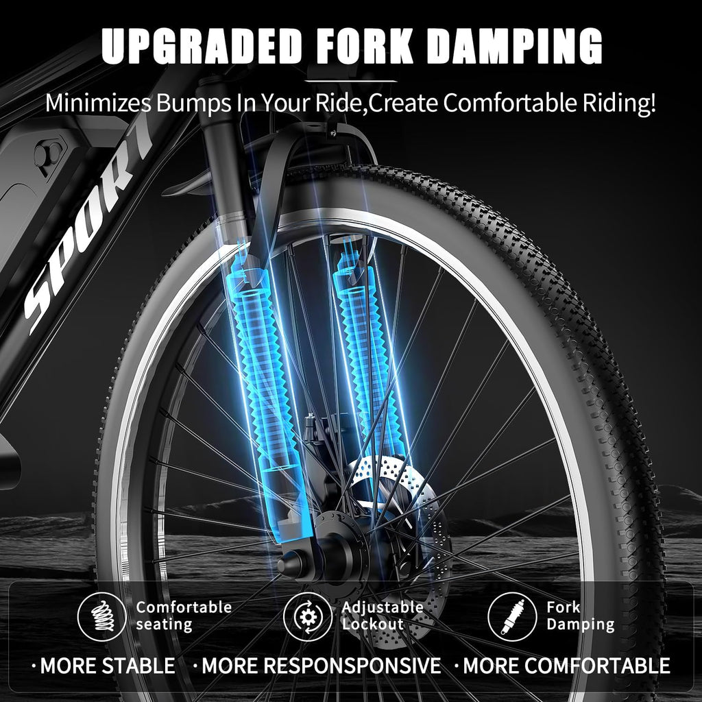 Electric Bike for Adults, 26'' 1500W Peak Ebike, Up to 65 Miles 28MPH Electric Mountain Bike with 48V 10Ah Removable Battery, Adjustable Seat,Cruise Control, Full Suspension,7-Speed UL Certified