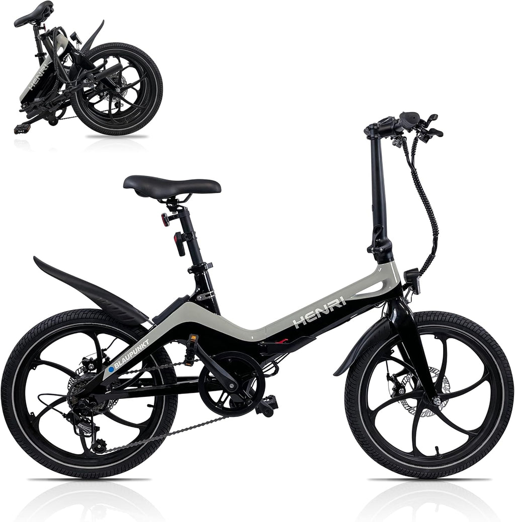 BLAUPUNKT FIENE 20 Inch Folding Electric Bike, Pedal and Throttle Assist, Foldable Step-Through Frame, UL Certified eBike for Adults, Orange/Black