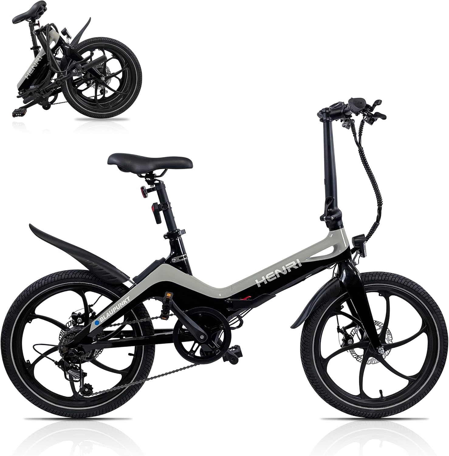 BLAUPUNKT FIENE 20 Inch Folding Electric Bike, Pedal and Throttle Assist, Foldable Step-Through Frame, UL Certified eBike for Adults, Orange/Black