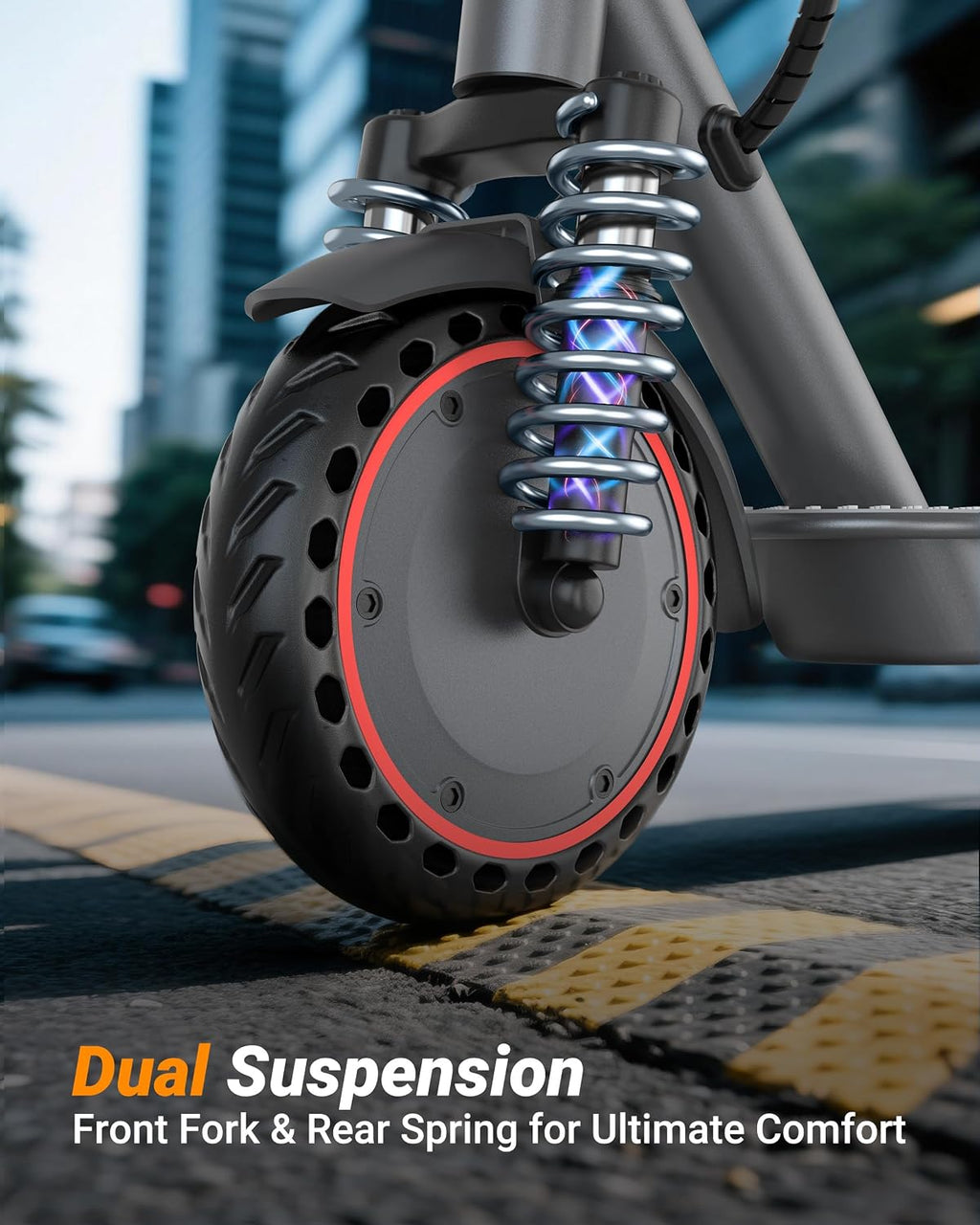 Electric Scooter, 350W-500W Motor, 19 MPH to 22MPH, 15-41 Miles Range, Dual Suspension, Dual Braking, App Control, Foldable Commuter E Scooter for Adults and Teens
