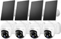 ZUMIMALL 2K Solar Security Cameras Wireless Outdoor 4-Pack, Solar Powered Cameras for Home Security with 360° View, Color Night Vision, 2-Way Talk, AI Motion Alert, Siren, CloudEdge App Supported