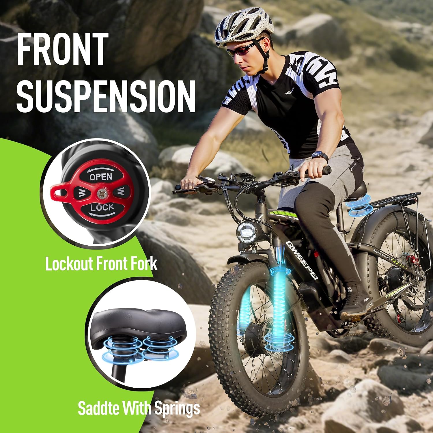 8000W Peak Dual Motor Electric Bike for Adults, 47MPH Fast Fat Tire E-Bike with Detachable Battery, 105Miles Long Range, Hydraulic Disc Brakes, 7-Speed Gears, All-Terrain for Mountain Snow Commuter