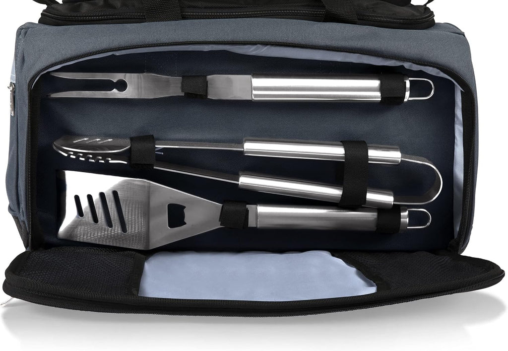 ONIVA - a Picnic Time brand Buccaneer Portable Charcoal Grill & Cooler Tote, (Black with Gray Accents)
