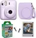 Fujifilm Instax Mini 12 Instant Camera + Pro Design Protective Case & Magnetic Lucite Frames, 20 Sheets (Lilac Purple)