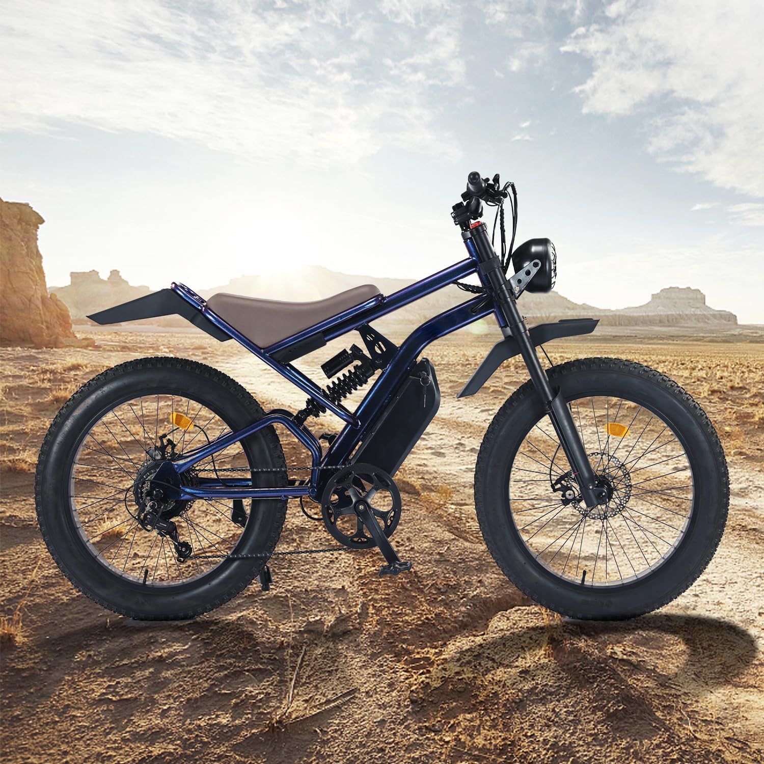 35 MPH Electric Bike for Adults, 3000W Peak Power Electric Motorcycle, 24' Fat Tire Electric Mountain Bike, 48V 20.8Ah Battery, All Terrain Ebike for Mountains, Beach, Snow, Sand