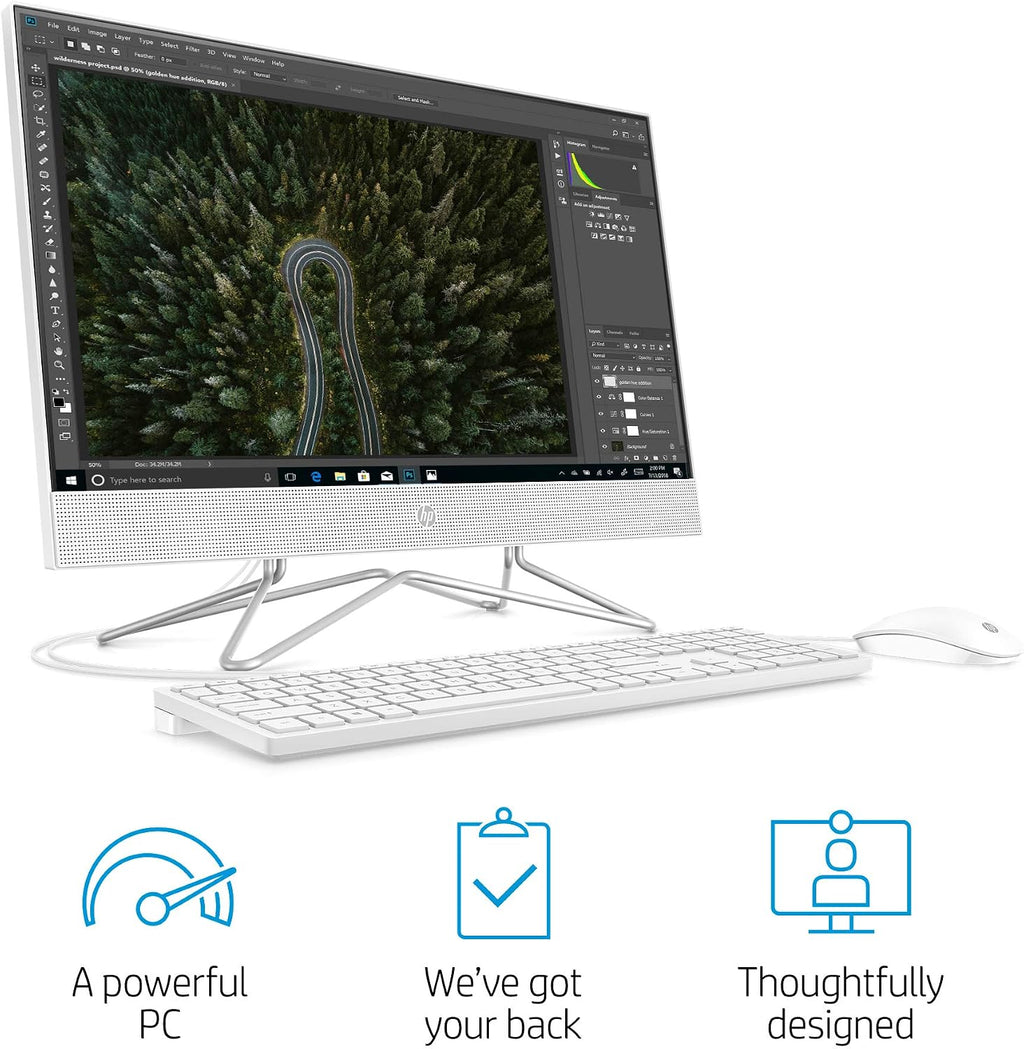 HP 24-inch All-in-One Desktop Computer, AMD Athlon Silver 3050U Processor, 8 GB RAM, 256 GB SSD, Windows 10 Home (24-dd0010, White)