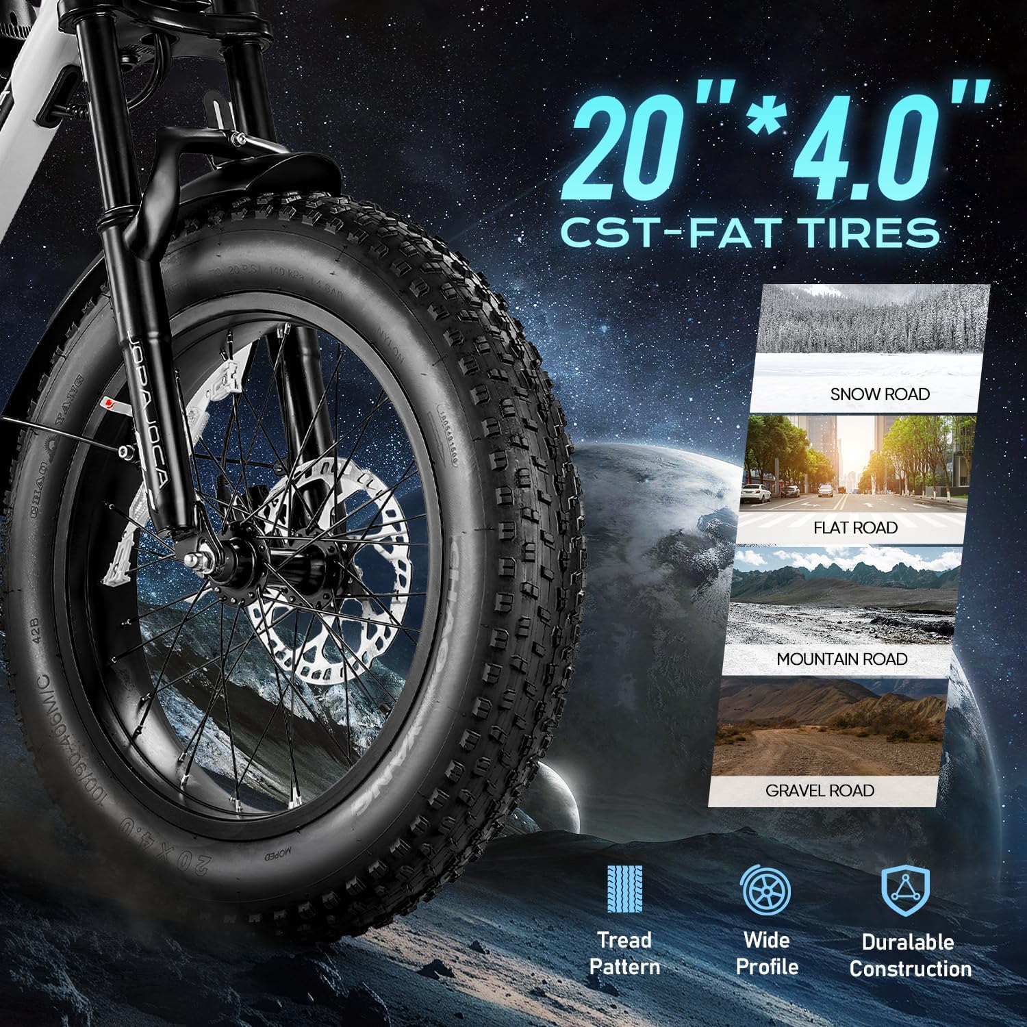 eAhora Luna 2/Terra 2/Luna/Terra Electric Bike for Adults 3000W/1500W Motor 33/31MPH 48V 20/15AH 80+Miles Long Range Ebike, 20'4.0 Fat Tire Full Suspension Dual Hydraulic Disc Brakes Electric Bicycle