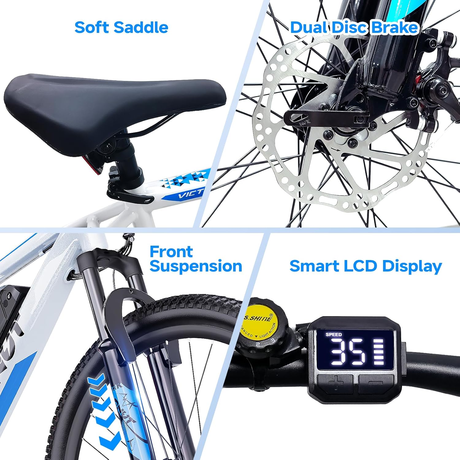 Totem Electric Bike for Adults, 750W Peak 26' Ebike for Men Women Teens with 375WH Babttery 21 Speed 20Mph, Up to 40Miles Front Suspension, Commuting E-Bike Mountain Bicycle