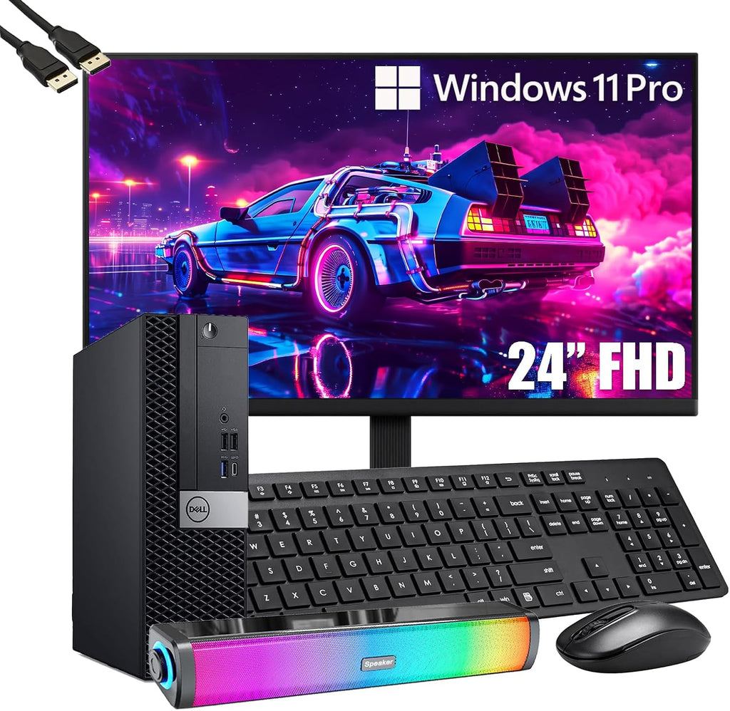 Dell OptiPlex 7050 SFF Desktop Computer PC with New 24' FHD Monitor, Intel Core i5-6500, 16 GB RAM, 512 GB SSD, Speaker, Keyboard & Mouse, Windows 11 Pro (Renewed)