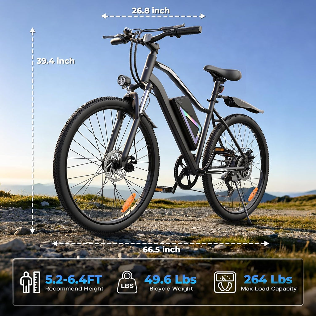 Electric Bike - 750W/1000W/1500W Motor Electric Bicycle, 20MPH, 55/70/80 Miles, Removable Battery, Shock Absorber, 5 Speed E Bike, 26' Tire Commuter Electric Bicycle for Adults