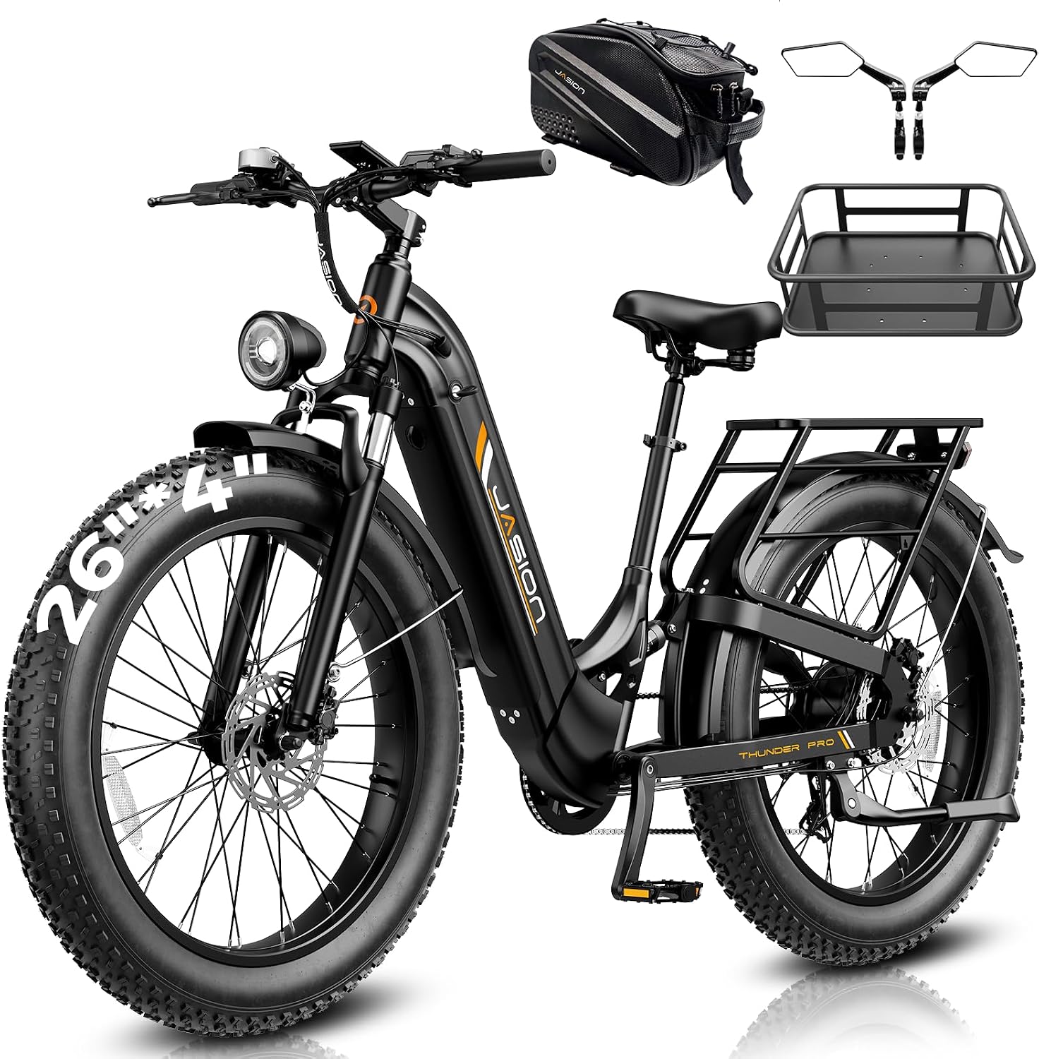Jasion Thunder/PRO/ST Electric Bike,2000W/1800W Peak Ebikes for Adults,26''Fat Tire Best Ebike for Men,90/80 Miles with 1040Wh/864Wh Battery,35/30+MPH Max Speed Bicycles,500/400LB Capacity