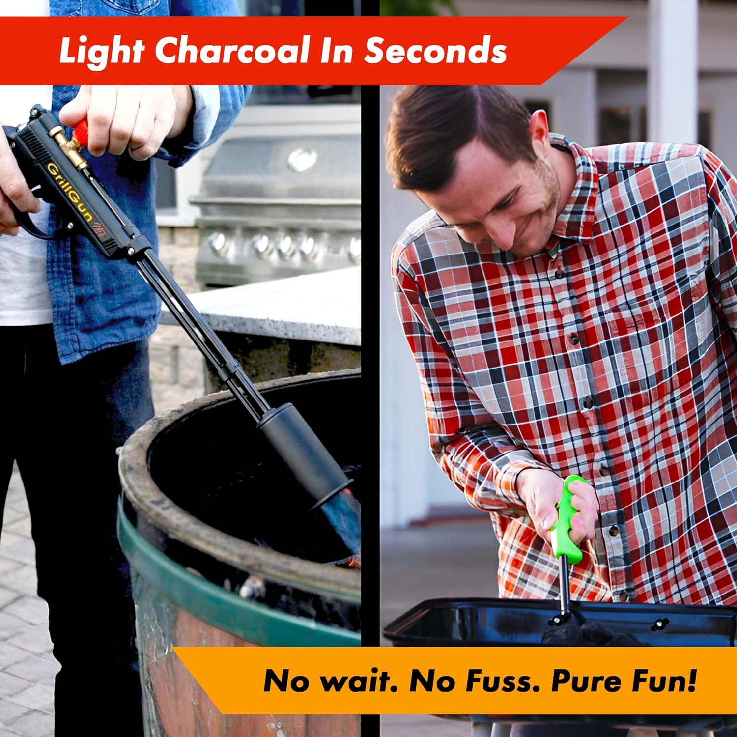 Grillblazer GrillGun Handheld Propane Charcoal Torch – 400,000+ BTU Flame Torch for Instant Charcoal Ignition, Outdoor Cooking, Firepits, Camping, BBQ – Portable High-Power Blowtorch With Hose