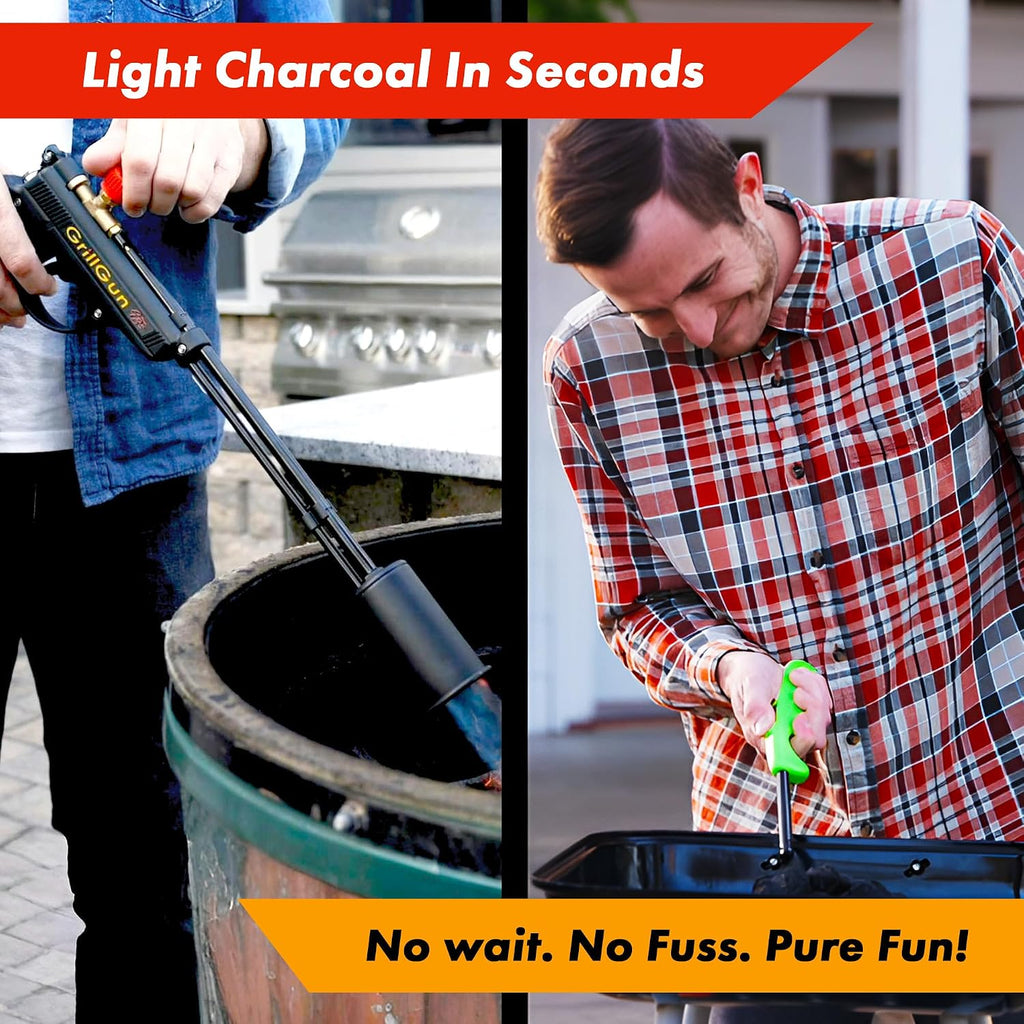 Grillblazer GrillGun Handheld Propane Charcoal Torch – 400,000+ BTU Flame Torch for Instant Charcoal Ignition, Outdoor Cooking, Firepits, Camping, BBQ – Portable High-Power Blowtorch With Stand