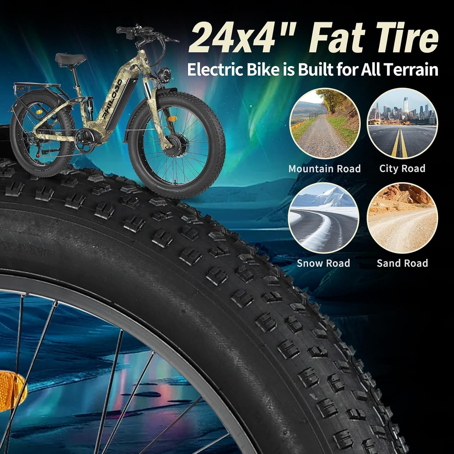 5000w Dual Motor Electric Bicycles, 60V Battery E-Bike with 45 MiIe P-Hour Electric Bike for Adults, 26 Fat Tire Hunting Ebike for All Terrain, Full Suspension Electric Ebike