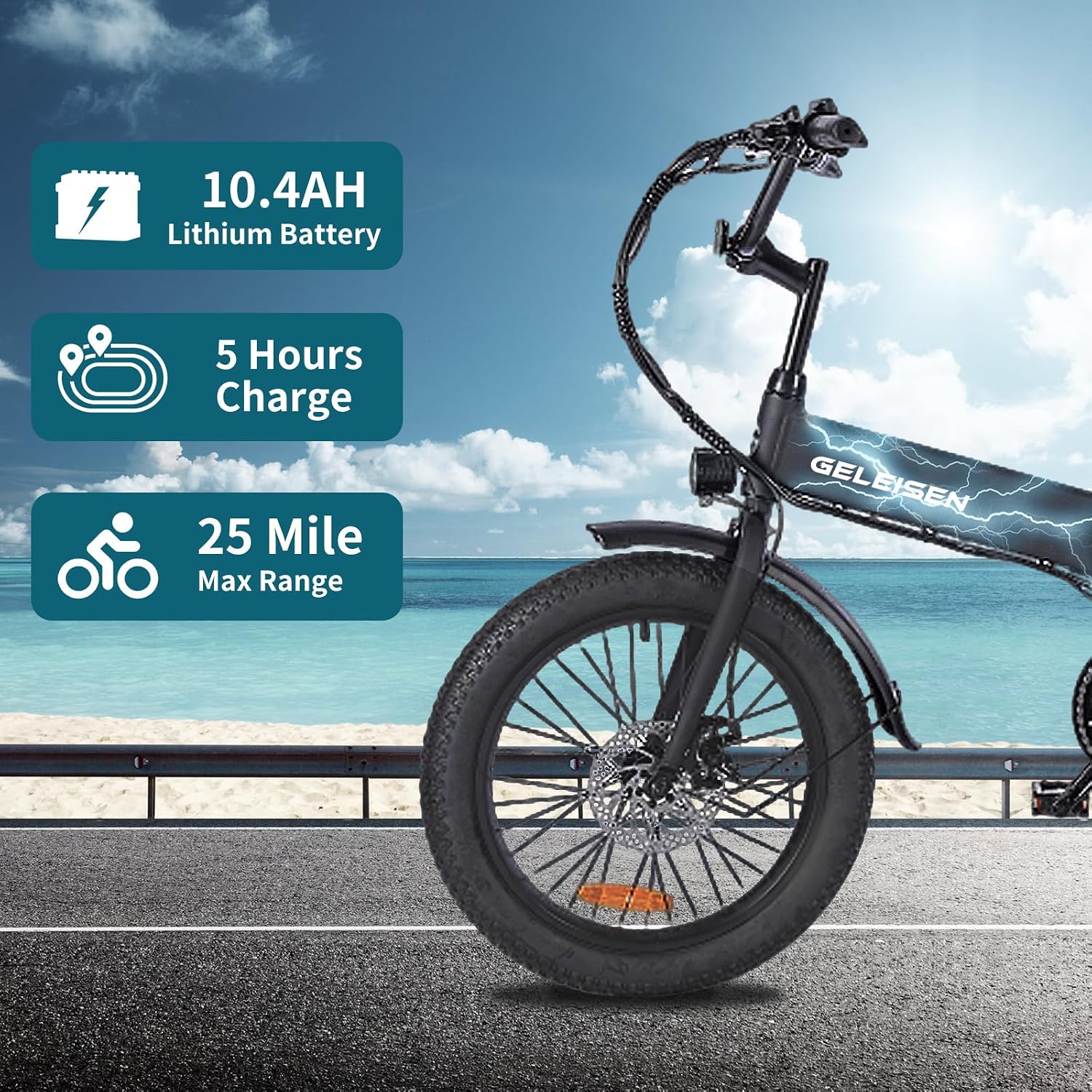 Folding Electric Bike for Adults, 20'×3.0 Fat Tire Electric Bicycle, 374.4Wh Battery Ebike, 20MPH Electric Cargo Bike with LCD Color Display & 6 Speed Gears (Fits for 5'0'+)