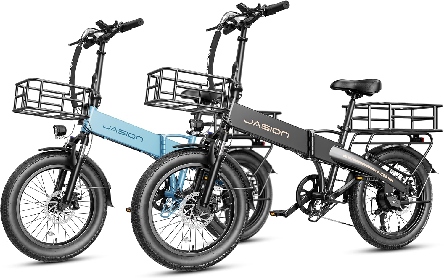 Jasion Electric Bike for Adults, Peak 1000W Motor with 25Mph EBS Ebike, Built-in 48V Removable Battery up to 55 Max Miles fo Folding Ebike, Aluminum 20'' Fat Tire Adult Electric Bike