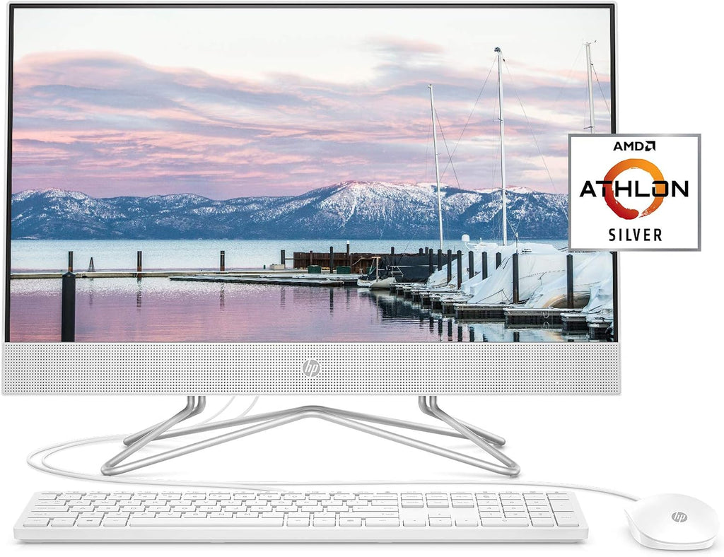 HP 24-inch All-in-One Desktop Computer, AMD Athlon Silver 3050U Processor, 8 GB RAM, 256 GB SSD, Windows 10 Home (24-dd0010, White)