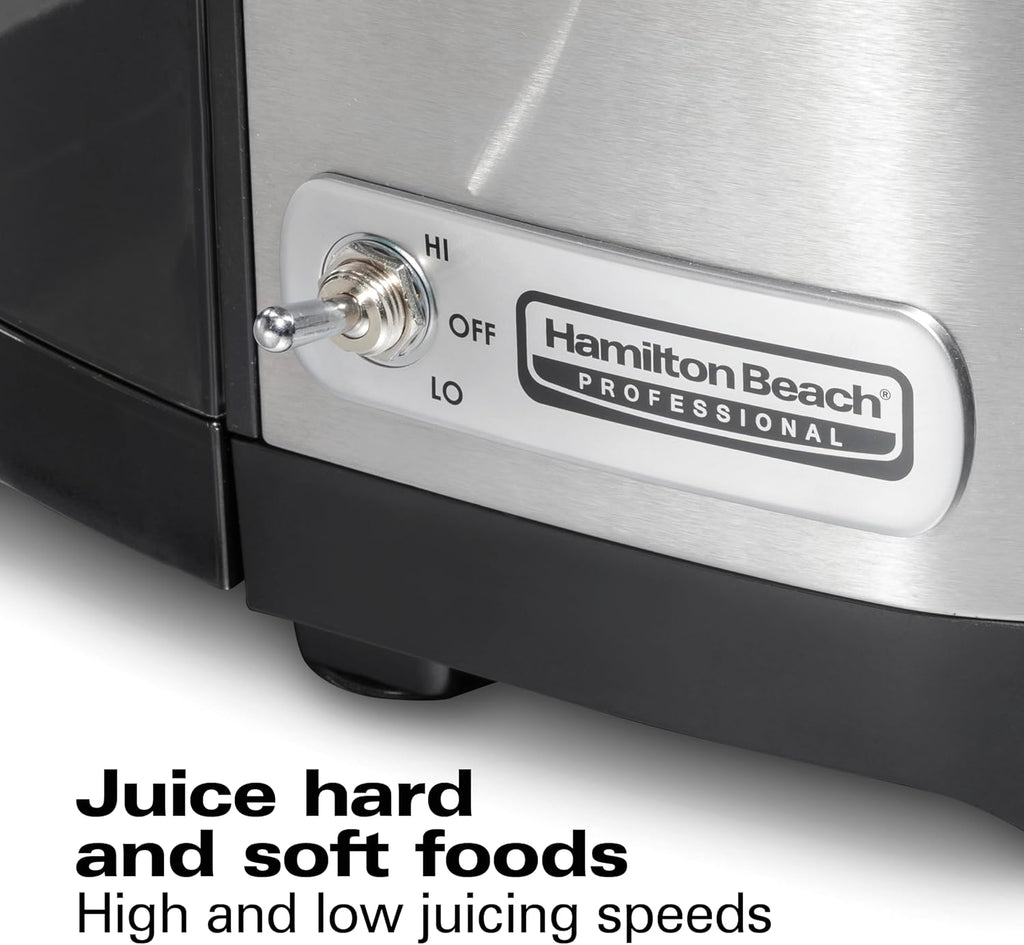 Hamilton Beach Professional Juicer Machine, Centrifugal Extractor, with 3.5' Super Chute for Whole Fruits and Vegetables, 1100 Watts Easy Sweep Cleaning Tool, Black (67906)