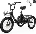 Vivi T01 20' x2.6 Fat Tire Electric Tricycle for Adults, 750W Peak 20'' Folding 3 Wheels Electric Bike, 95% Pre-Assembled, Speed Differential, 15.5MPH Eletric Trike with Bracket