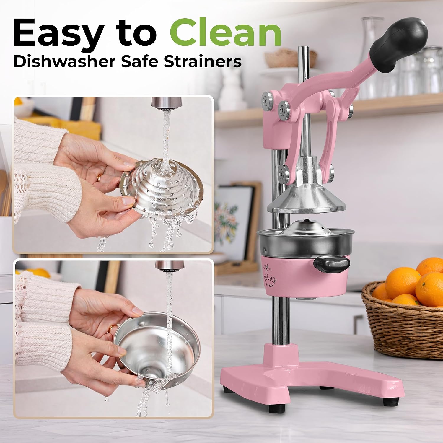 Zulay Kitchen Cast Iron Juicer - Heavy Duty Manual Juicer with Detachable Strainers for Easy Cleaning, Orange Juice Press for Citrus Fruits, Perfect for Bartenders, Juice Lovers & Health Enthusiasts