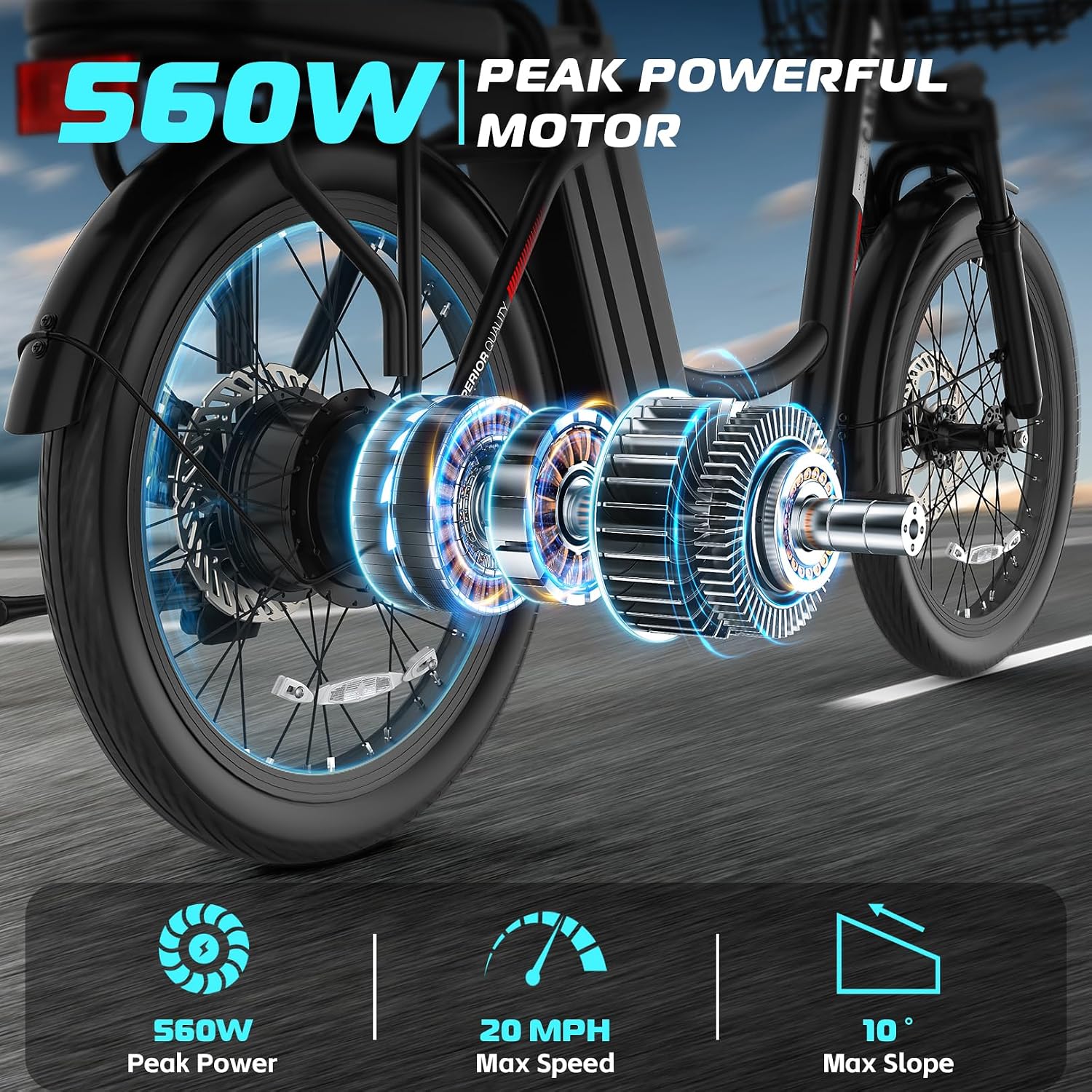 Caroma Peak 500W/800W/1200W Electric Scooter with Seat, 20' Fat Tire Electric Bike with 48V Removable Battery, Up to 30Miles & 20MPH, Adult Scooter for Commuting with Basket&Adjustable Seat