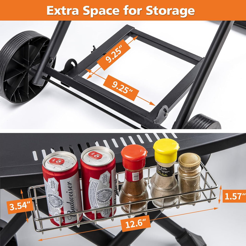 Portable Cart for Weber Q1200, Q1000, Q2200, Q2000, Q2400, Folding Cart for Outdoor BBQ，Portable Stand for Weber Q Series Gas Grills and Ninja Woodfire OG700 Series