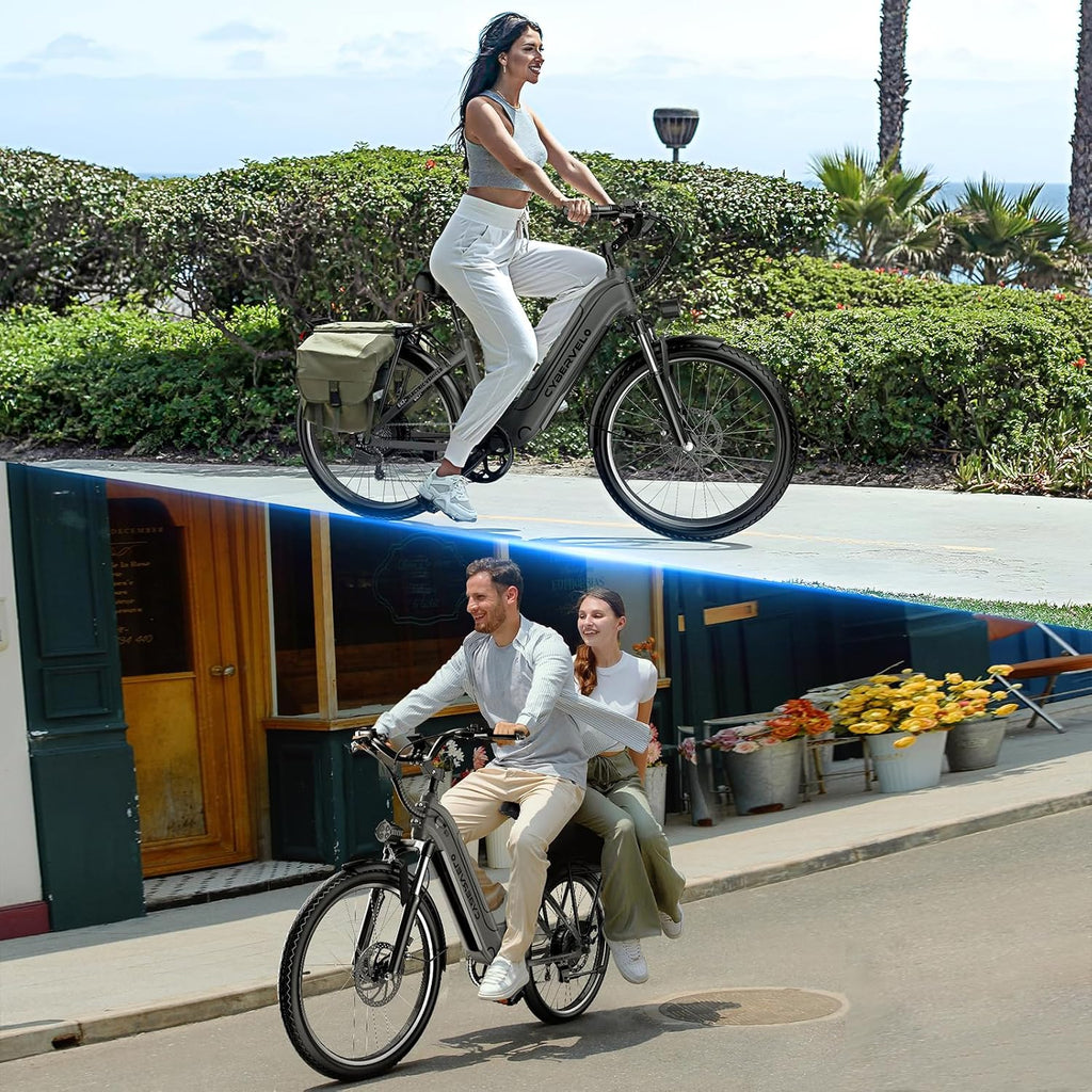 Cybervelo 750W Peak Electric Bike for Adults,up 80 Miles Removable Battery Ebike, 26' Electric E Bike with 7-Speed,Adult Electric Bicycles for Commute Beach Snow Womens/Man All Terrain