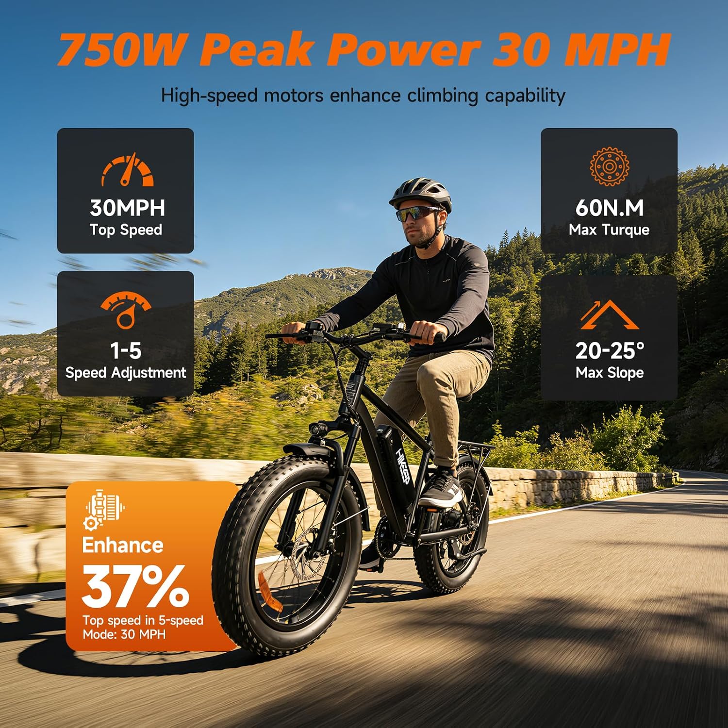 Electric Bike for Adults - 26' Ebike, 48V/7.8AH/15.6AH/25Ah Battery, 20-40MPH, Full Suspension, LCD Display, Adjustable Seat & Heavy-Duty 330lbs E-Bike