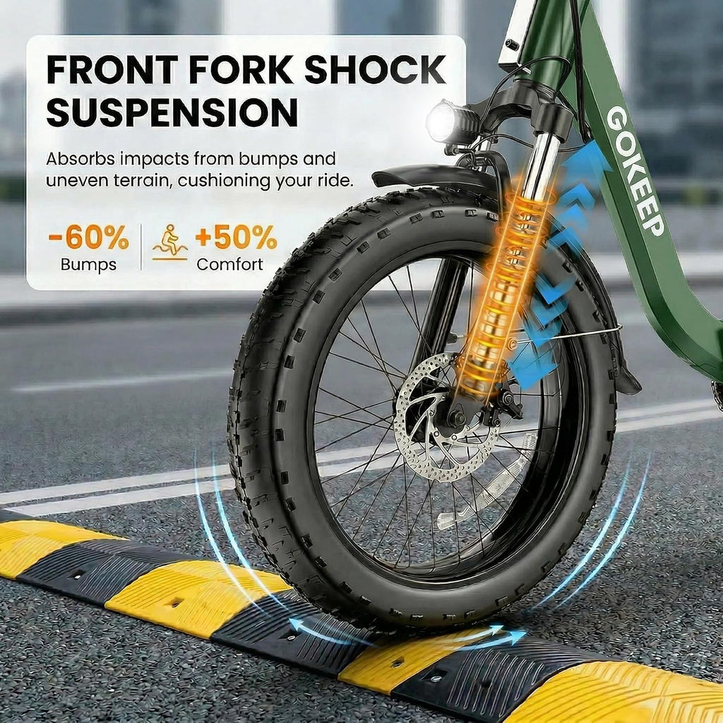 1300W Folding Electric Bike for Adults, 75 Miles PAS Range, 52V 13Ah Removable Lithium Battery, Front Suspension Electric Bicycle, 20MPH 7-Speed Commuter Ebike, Max 330LBS, UL2849 Certified