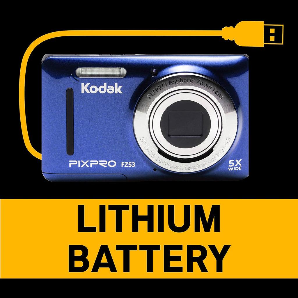 Kodak FZ53-BL Point and Shoot Digital Camera with 2.7' LCD, Blue
