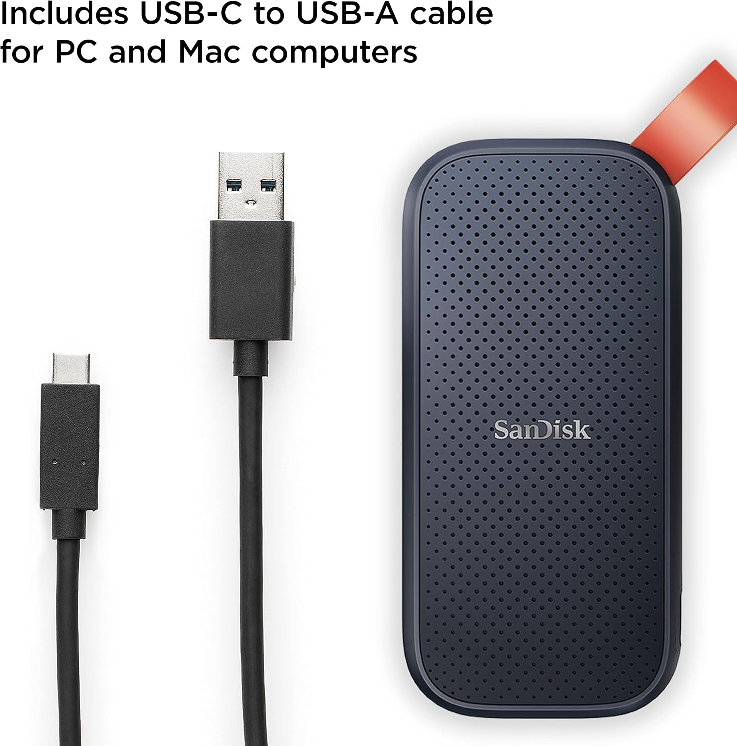 SANDISK 2TB Portable SSD - Up to 800MB/s, USB-C, USB 3.2 Gen 2, Updated Firmware - External Solid State Drive - SDSSDE30-2T00-G26