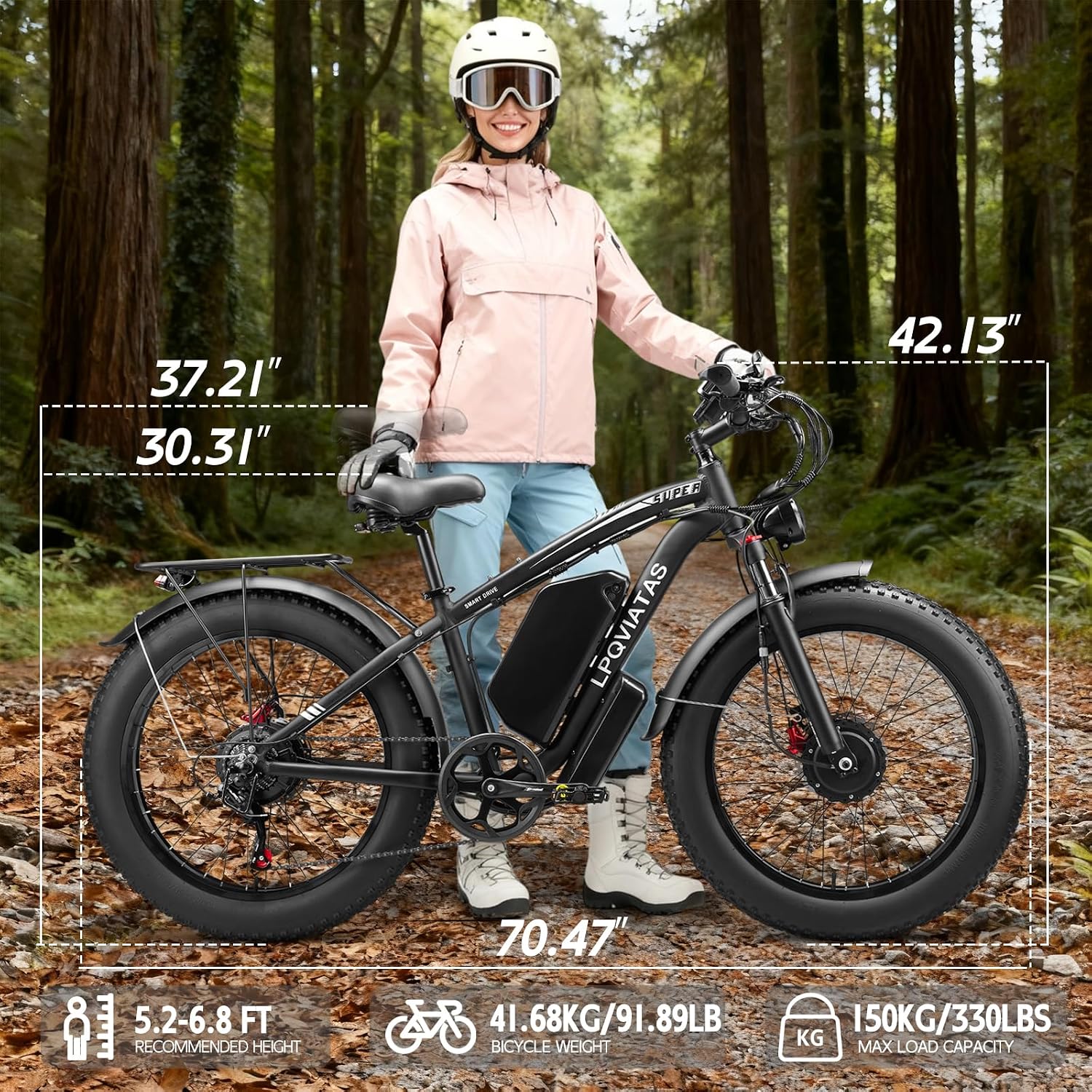 9000W Peak AWD-Ebike-Dual-Motor-Electric-Bike for Adults-Men, 52V 1768Wh Dual-Motor-Ebike 42-46M PH-Hunting-Ebike Long Range Dirtbike, 24'*4.0' Fat-Tire-Electric-Bicycle Mountain Bike Snow