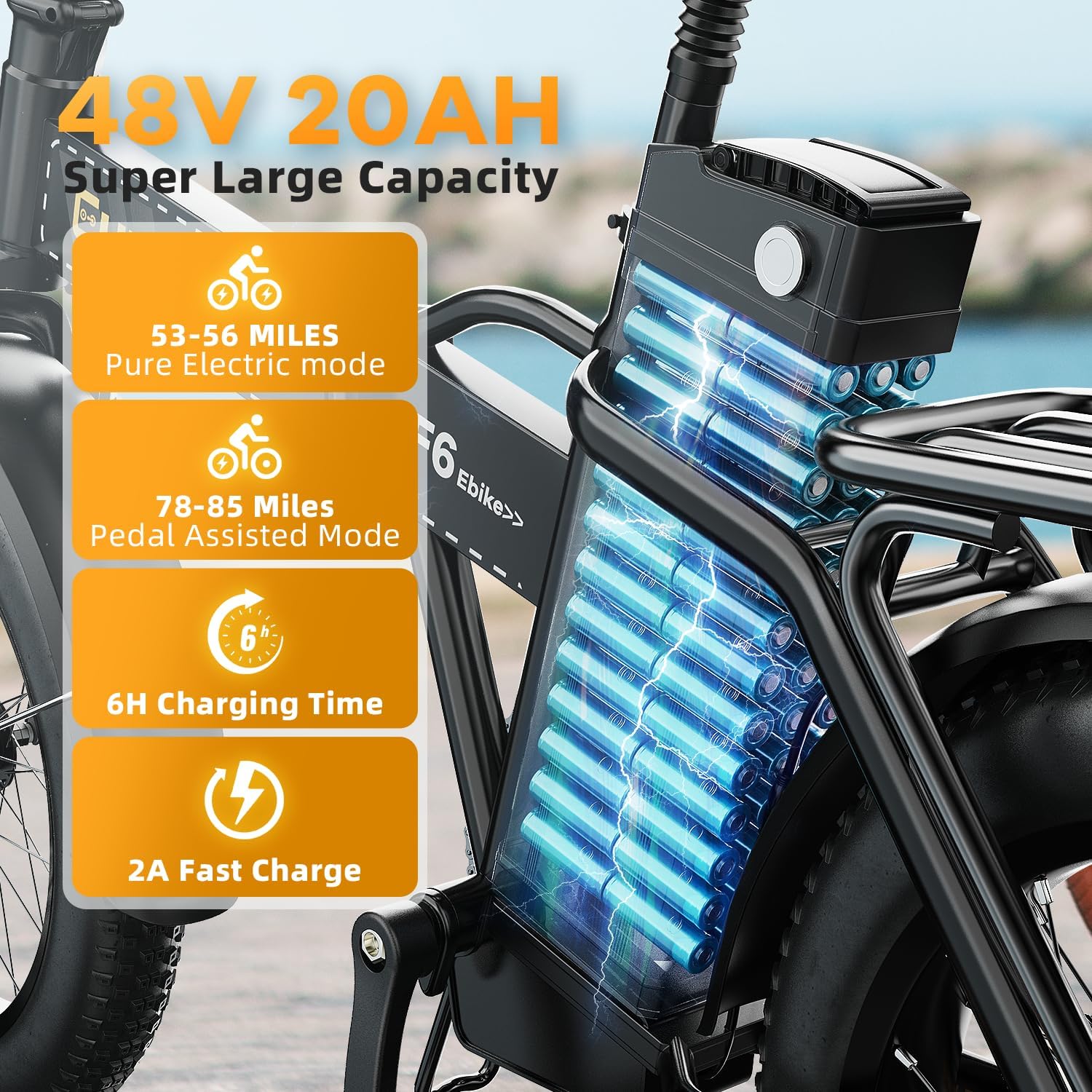 bluebiko 1000W Folding Electric Bike, 48V 20AH Large Removable Battery E Bike, 80 Miles Max Range, 20' Fat Tire Electric Bike for Adults, Adult Electric Bicycles for Commute Beach Snow